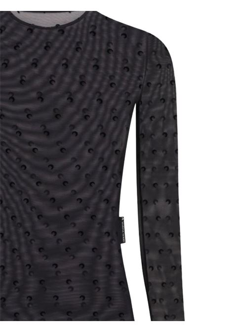 plumetis moon mesh flock ls top woman black MARINE SERRE | WTS006CJER0107BK99